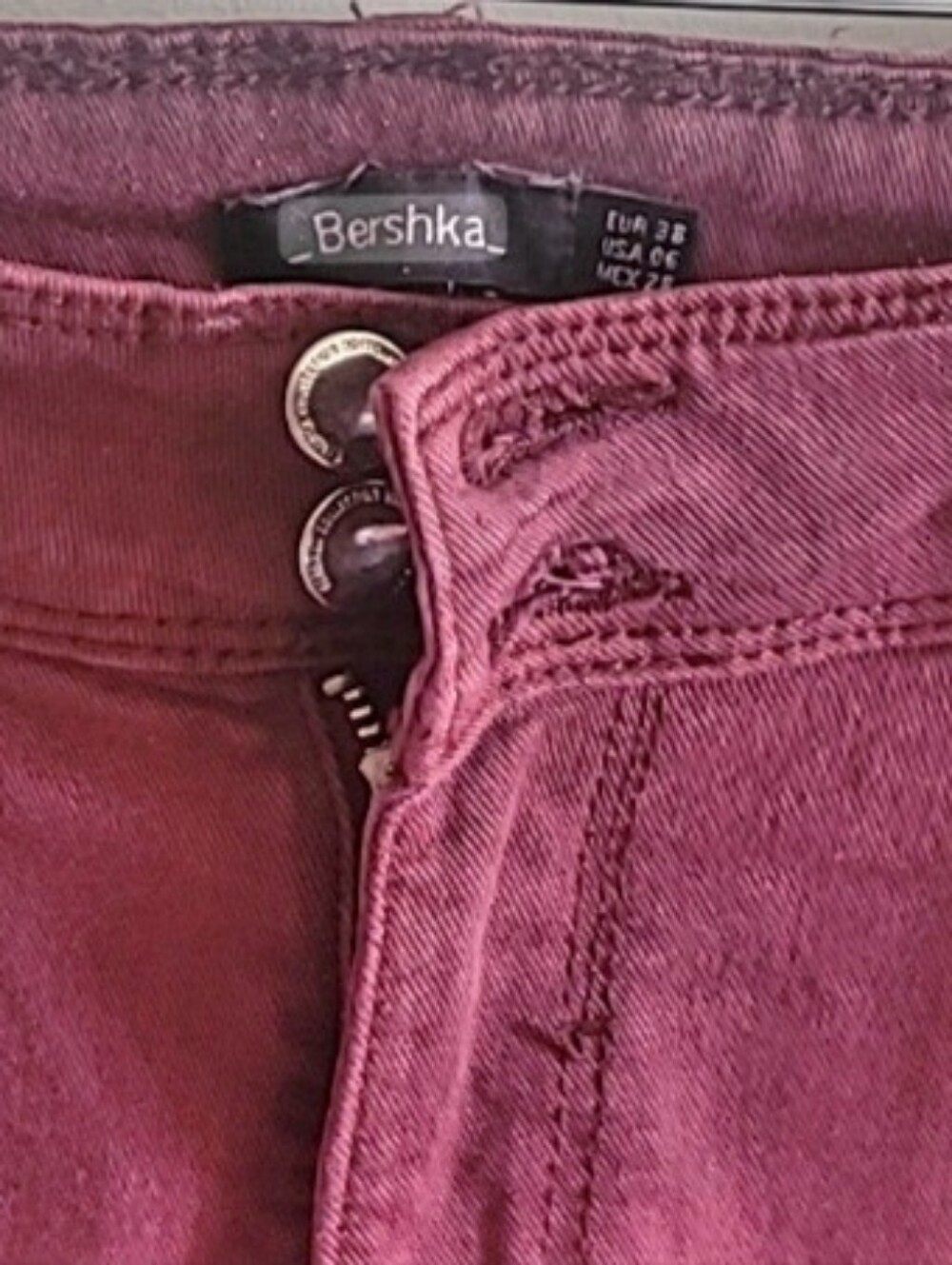 Bershka Deep Plum Denim Topstitch Jeans